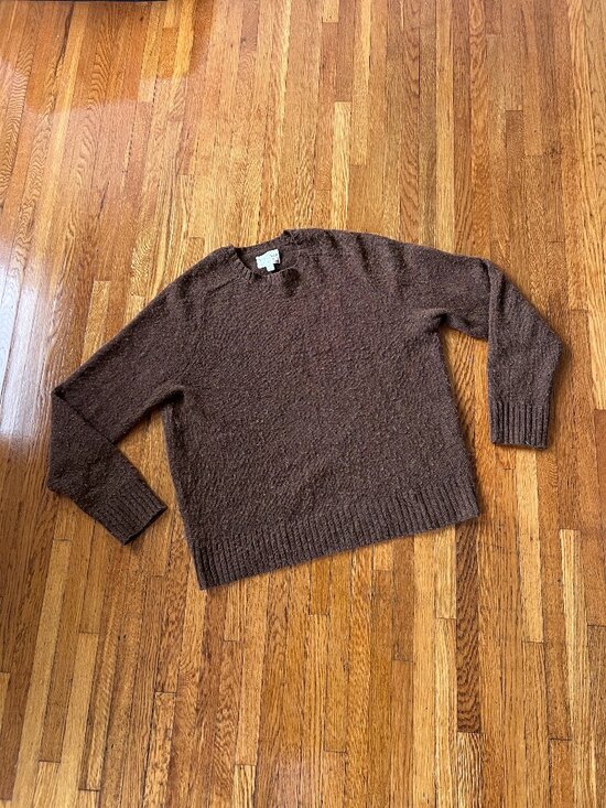 J. Crew Other - J.Crew Shaggy Dog 100% Wool Brown Saddle Sleeve Crewneck Sweater - Men's Large
